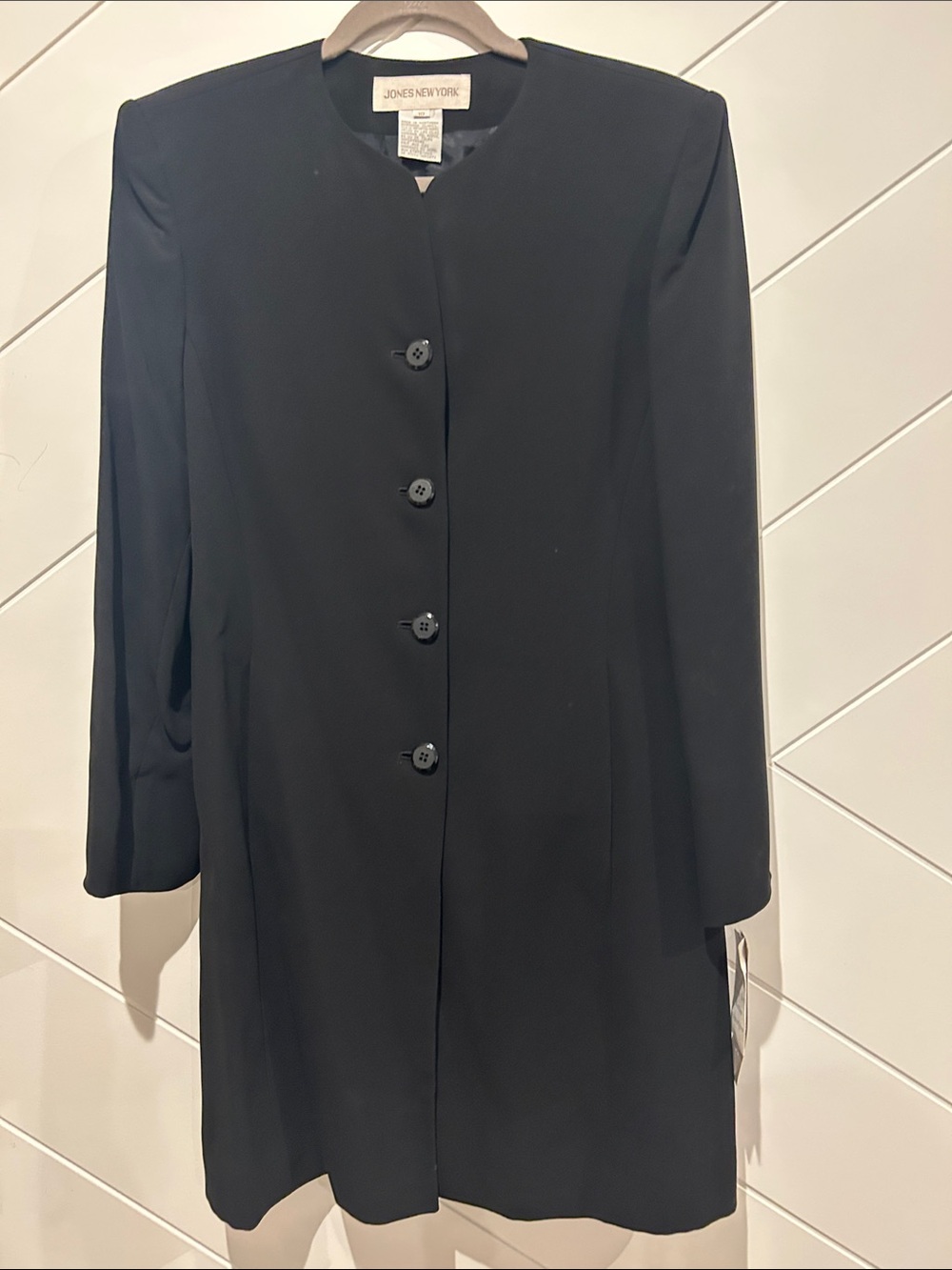 Jones New York Black Minimalist Button-Front Coat